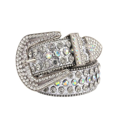 Rhinestone Studded Statement Belt for Glam Punk Gothic Fashion Styling