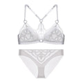 Edgy Black Geometric Strappy Wire-Free Bra and Thong Set