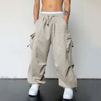 Men's Relaxed Cargo Pants with Multi-Pocket Design and Adjustable Hem