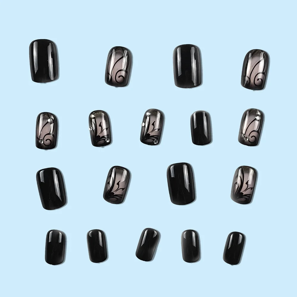 Gothic Abstract Swirl Press-On Nail Art Set