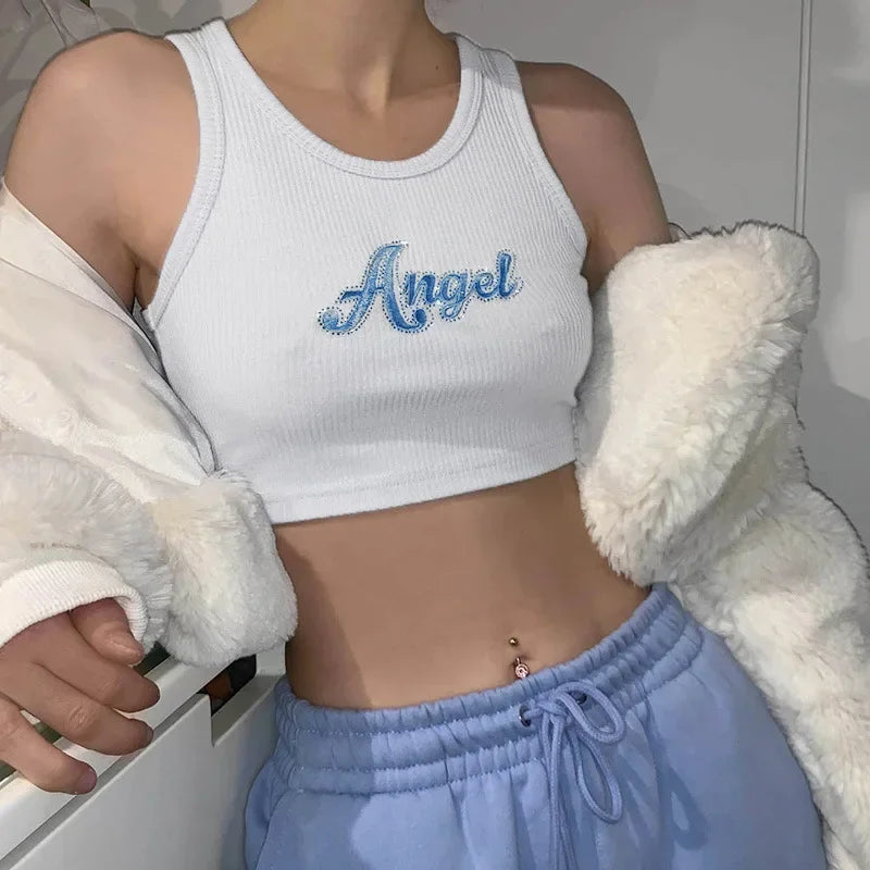 Grahttps://ae-pic-a1.aliexpress-media.com/kf/S0fec4e1429ef44ba8ae17a6b8cb083c5p.jpgphic Knit Crop Tank Top with Slim Fit Contemporary Streetwear Style
