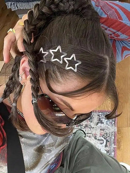 Y2K Star Hair Pin Set Celestial Alternative Fashion Accessories