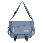 Large Capacity Nylon Crossbody Messenger Bag with Utility Pocket Streetwear Design