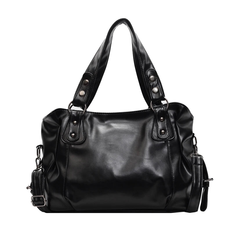 Large Capacity PU Leather Hobo Tote Bag with Soft Shoulder Design