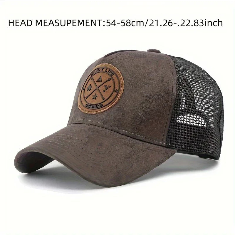 Patchwork Mesh Trucker Cap Adjustable Curved Brim Casual Outdoor Streetwear Hat