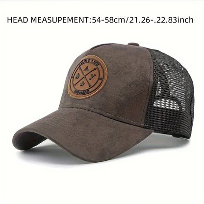 Patchwork Mesh Trucker Cap Adjustable Curved Brim Casual Outdoor Streetwear Hat
