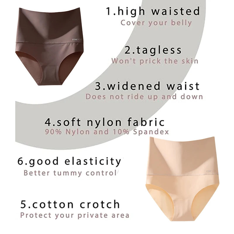 4-Piece Women’s High-Waisted Shaping Briefs Set with Smooth Full-Coverage Silhouette and Assorted Neutral Colors