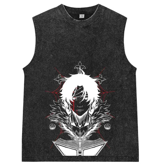 Anime Dark Mask Warrior Sleeveless Streetwear Tank Top - BigCat Streetwear