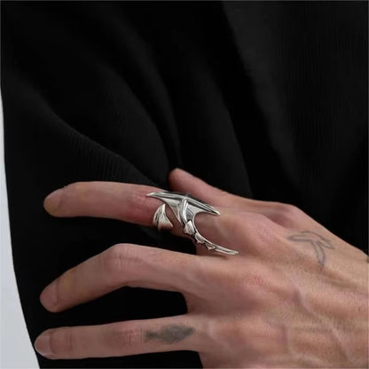 Cyber Gothic Alien Statement Ring for Futuristic Alternative Fashion Styling