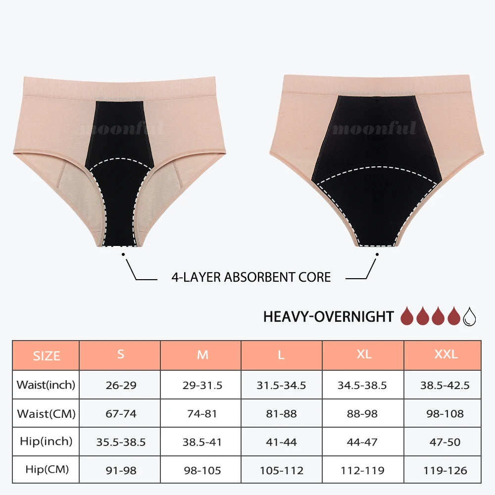 Three-Piece High-Waisted Absorbent Brief Set in Solid Tones