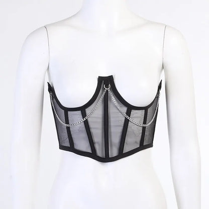 Mesh Underbust Corset Belt with Structured Boning and Sculpted Waist Design