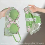 Pastel Floral Embroidered Contour Push-Up Bra and Matching Scalloped Brief Set