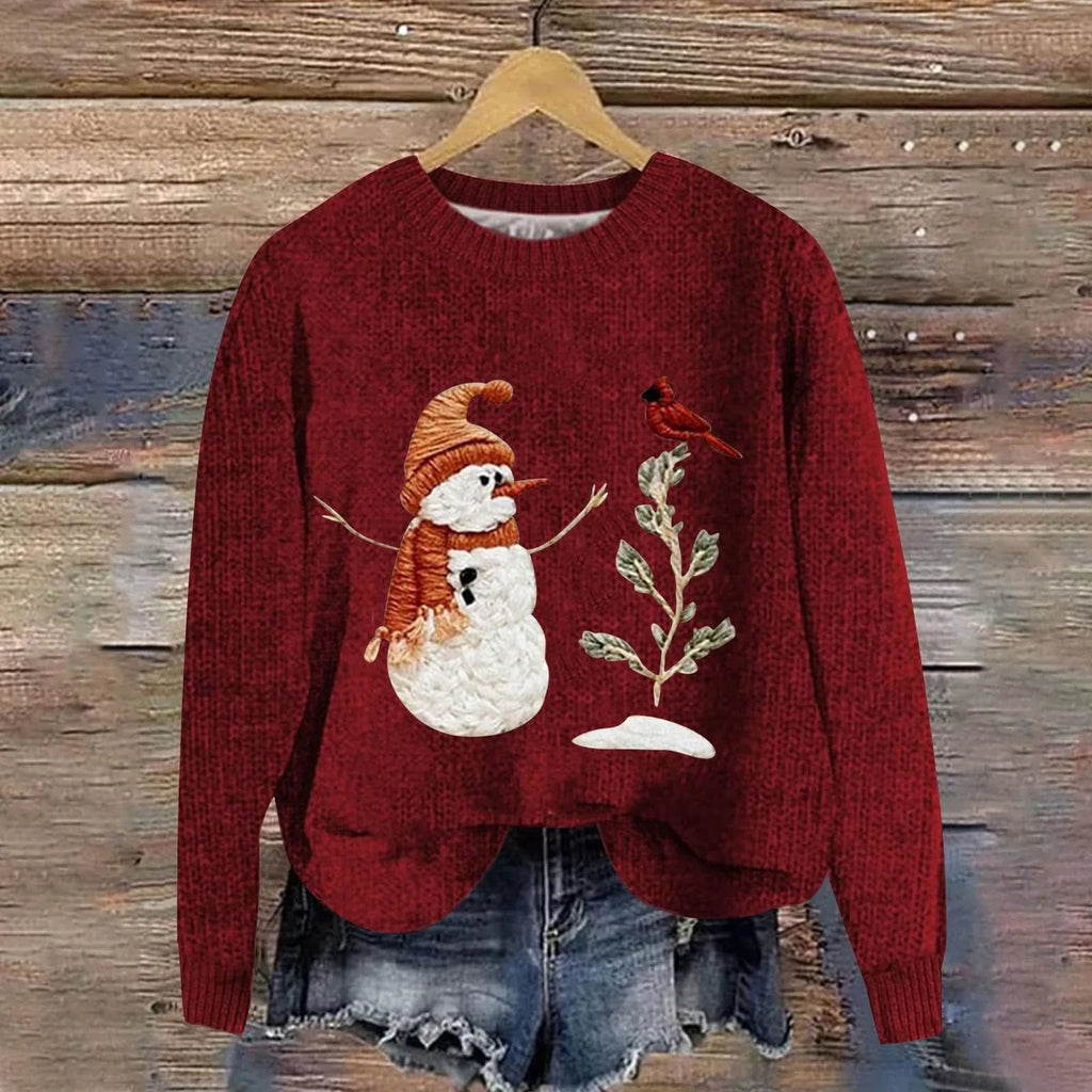 Oversized Graphic Knit Pullover Sweater with Relaxed Silhouette and Textured Finish