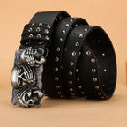 Skull Buckle Studded Belt for Gothic, Punk and Alternative Streetwear Fashion