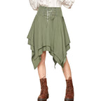 Asymmetrical Handkerchief Hem Lace Up Gothic Inspired Alternative Mini Skirt
