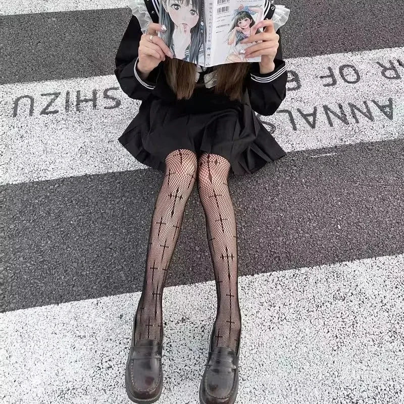 Floral Lace Fishnet Pantyhose High Waist Alternative Fashion Patterned Tights