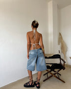 Crochet Halter Tank Top with Flare Hem Boho Summer Everyday Style