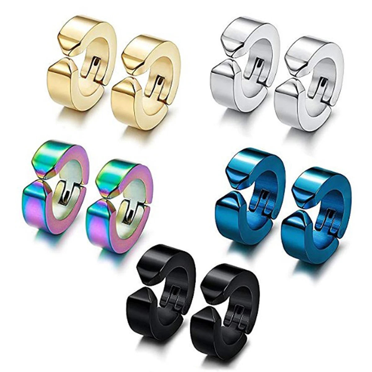 Punk Huggie Ear Clip Earrings for Alternative Streetwear Fashion Styling