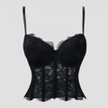 Romantic Black Floral Lace Bustier with Underwire Cups and Slender Straps