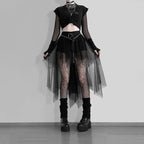 Layered Mesh Tulle Mini Skirt Irregular Gothic Alternative Fashion Bottom
