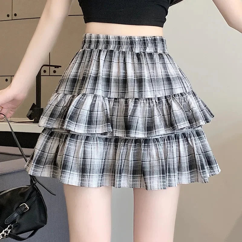 Tiered Ruffle Mini Skirt with Elastic Waist Balletcore Streetwear Silhouette