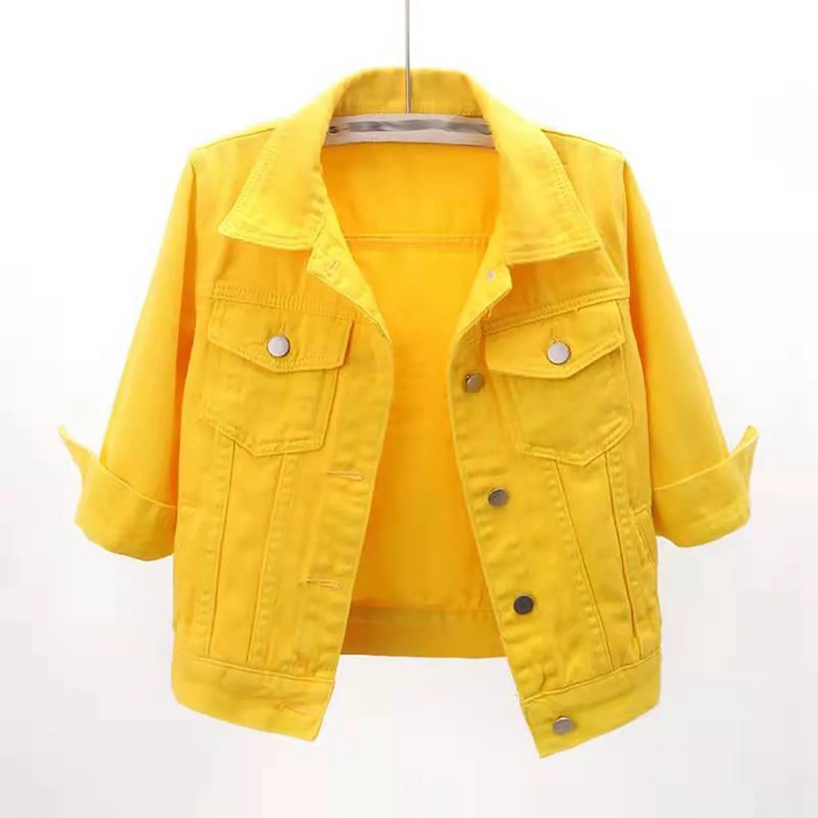 Cropped Denim Style Utility Jacket with Relaxed Streetwear Inspired Silhouette