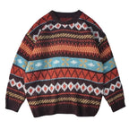 Men's Oversized Retro Pattern Knit Streetwear Pullover Sweater Casual Style