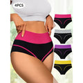 4-Piece Women’s High-Waisted Briefs Set with Contrast Waistbands, Full-Coverage Silhouette and Assorted Colors