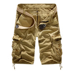 Men's Utility Cargo Shorts with Distressed Details and Multi Pocket Casual Streetwear Design