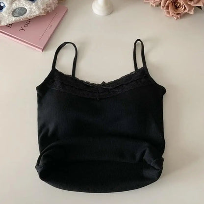 Minimalist Spaghetti Strap Knit Tank Top with Low Back Slim Everyday Fit
