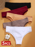 Seven-Piece Cotton Ribbed Low-Rise Bikini Panty Set