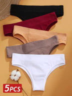 Seven-Piece Cotton Ribbed Low-Rise Bikini Panty Set