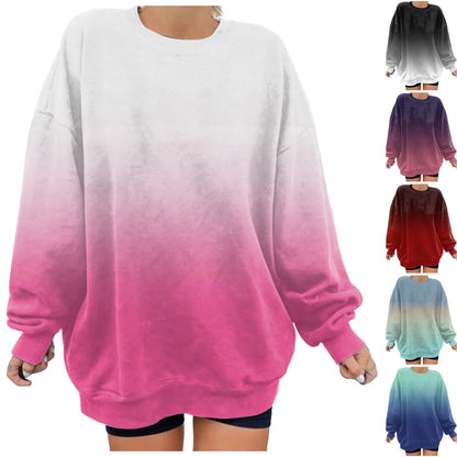 Women's Gradient Oversized Hooded Sweatshirt for Relaxed Contemporary Casual Streetwear Fashion