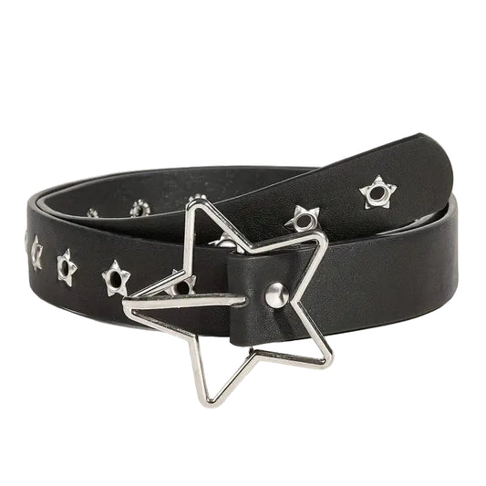 Star Eyelet Rivet Waist Belt for Gothic Punk Y2K Fashion Looks