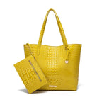 Croc Embossed Bucket Tote Bag with Matching Wristlet Large Capacity Shoulder Handbag