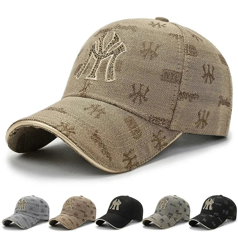 Unisex Embroidered Cotton Baseball Cap with Vintage Inspired Design for Everyday Casual Wear