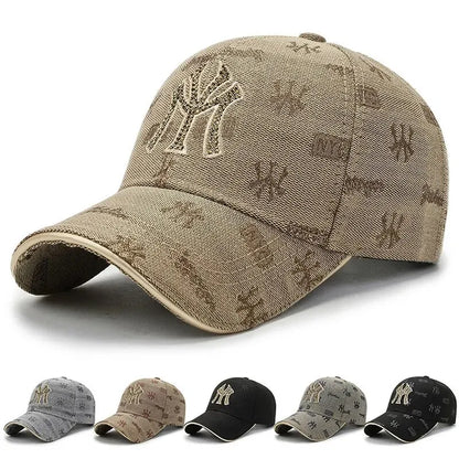 Unisex Embroidered Cotton Baseball Cap with Vintage Inspired Design for Everyday Casual Wear