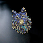Crystal Wolf Head Statement Brooch for Alternative Fashion
