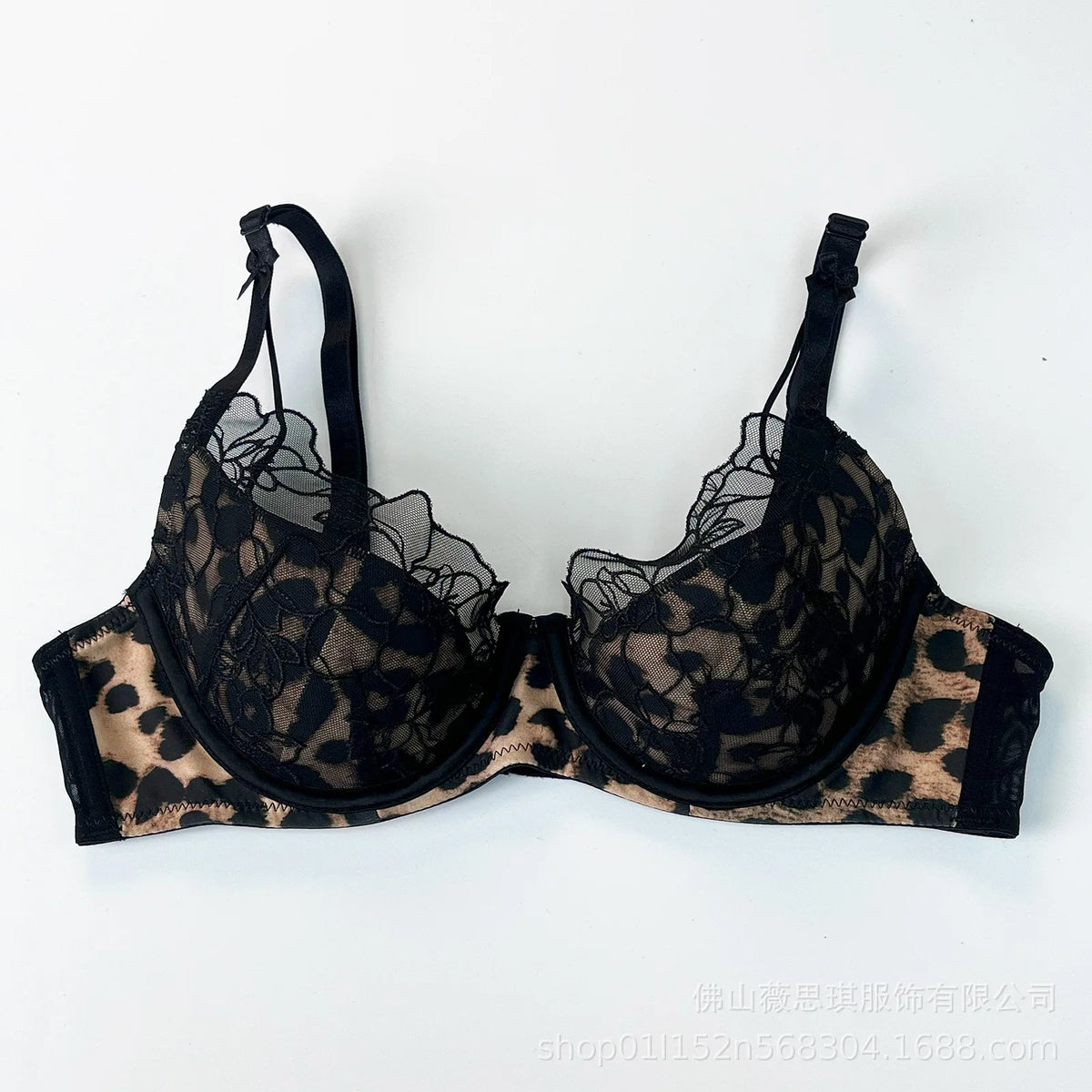 Bold Leopard Print and Black Lace Underwire Lingerie Set