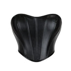 Strapless Faux Leather Corset Top with Structured Paneling and Sculpted Fit