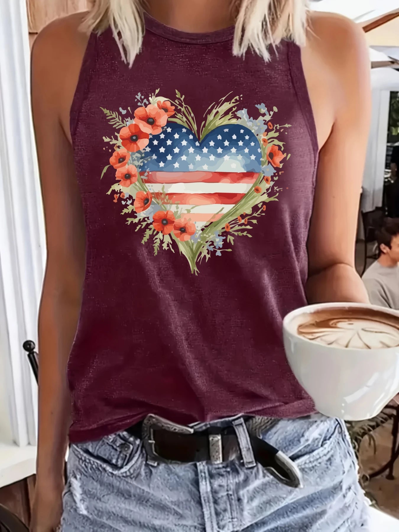 Graphic Heart Print Tank Top with Relaxed Fit Casual Everyday Streetwear Style