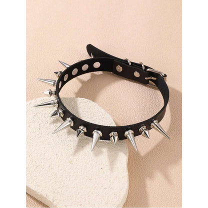 1pc Gothic Punk Spiked Leather Choker, Edgy Rebellious Necklace for Rock Style & Statement Looks