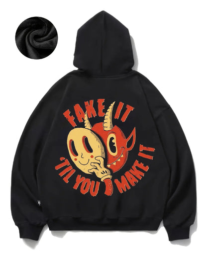 Retro Anime Streetwear Hoodie With Smiley Graphic Design