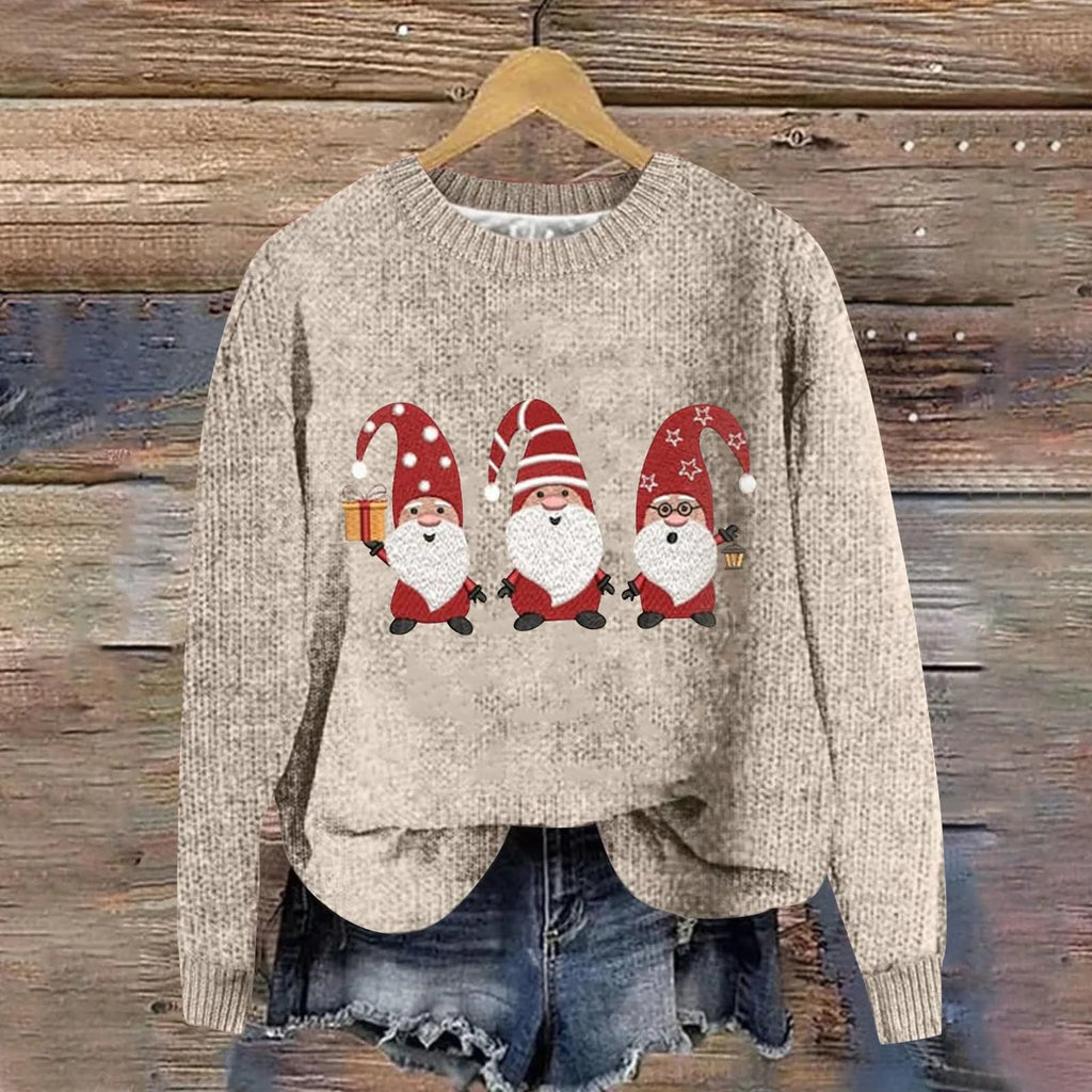 Women's Festive Graphic Knit Relaxed Fit Holiday Sweater Pullover