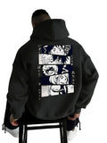 Anime Manga Oversized Hoodie With Minimalist Panel Graphic Artwork Design