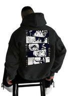 Anime Manga Oversized Hoodie With Minimalist Panel Graphic Artwork Design