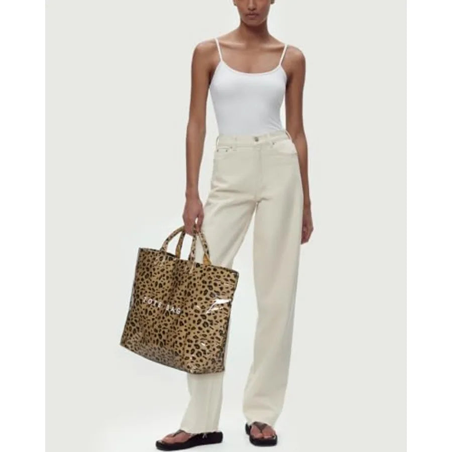 Oversized Waterproof Tote Bag with Animal Inspired Pattern Beach Carryall