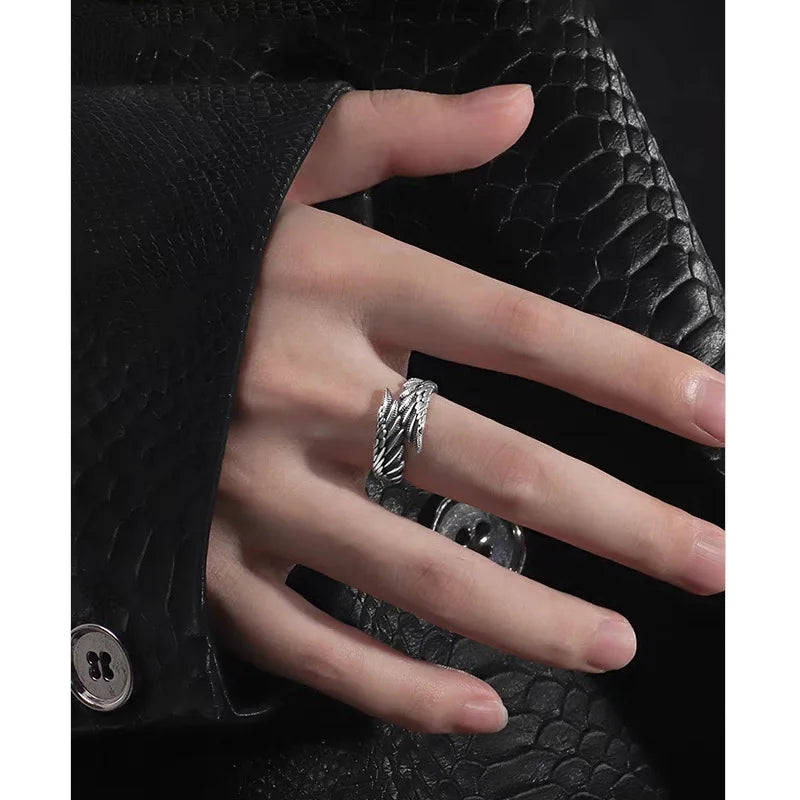 Vintage Wing Open Ring for Gothic Punk and Alternative Fashion Looks