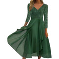 Flowing V Neck Chiffon Layered Alternative Fashion Midi Dress