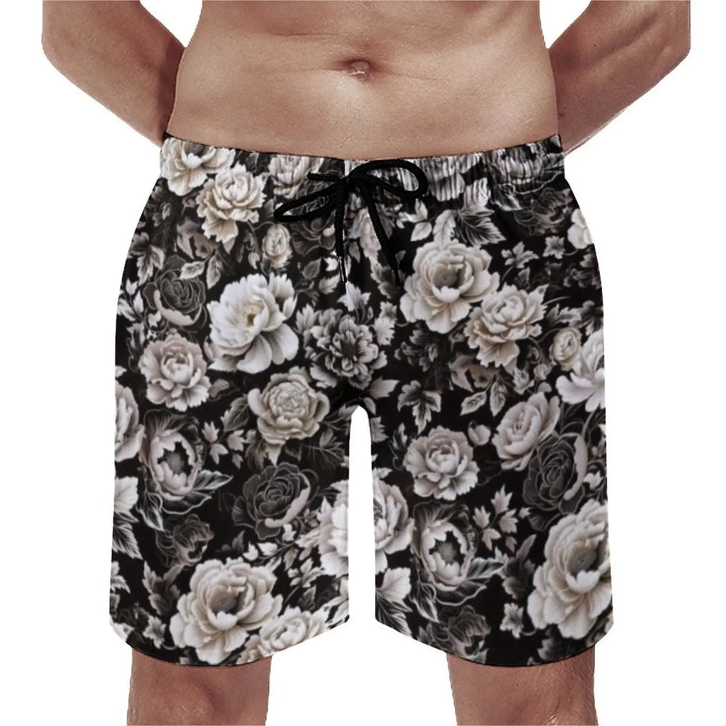 Matching Tropical Floral Couple's Swimwear Set with Halter Bikini and Board Shorts